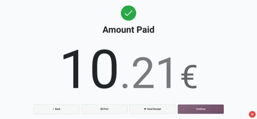 Odoo 20 POS screenshot: accepting payment in another currency at the same POS till with automatic conversion (step 4 of 4)