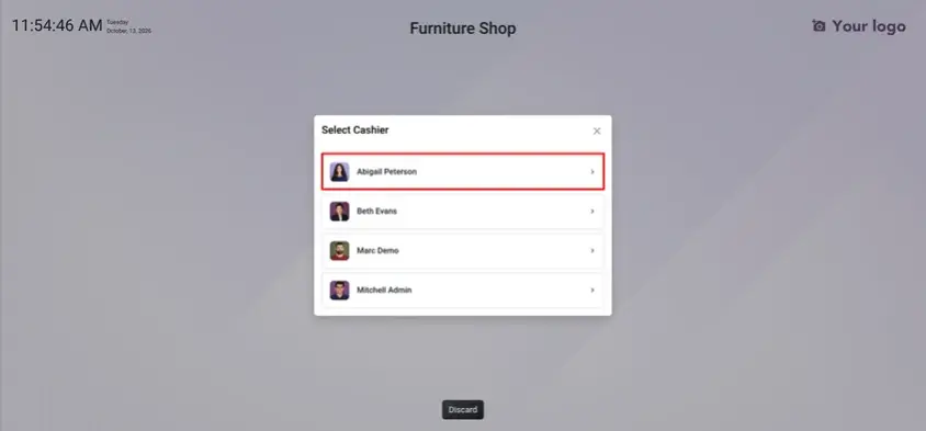 Odoo 20 POS screenshot: setting employee access levels, including the new Supervised level (step 8 of 8)