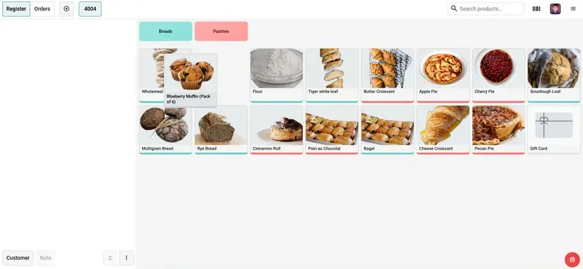 Odoo 20 POS screenshot: rearranging products on the POS screen with drag and drop