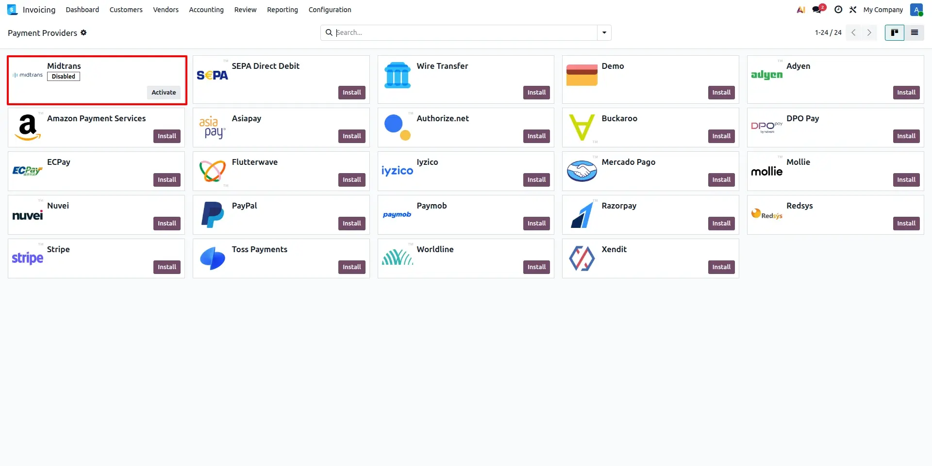 Provider Configuration Panel