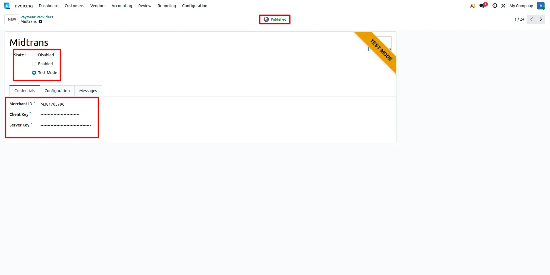 Midtrans Provider Configuration