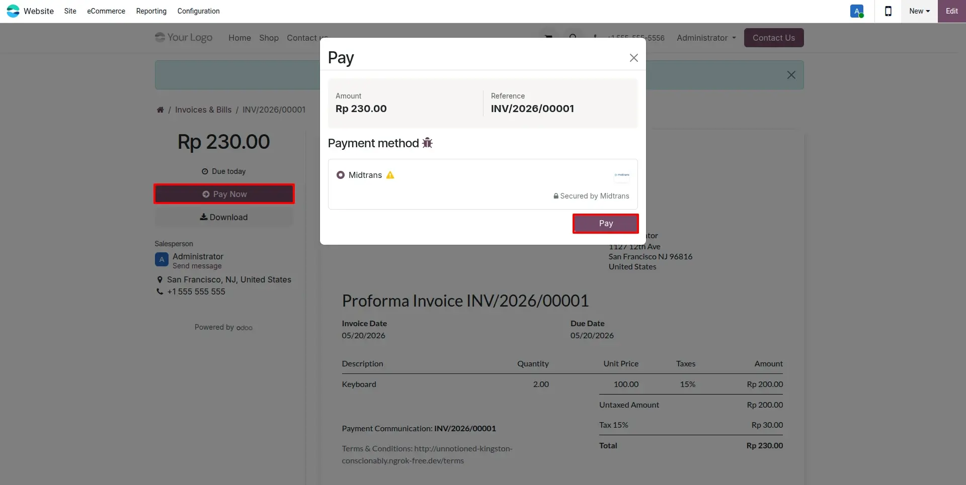 Invoice Payment through Customer Portal