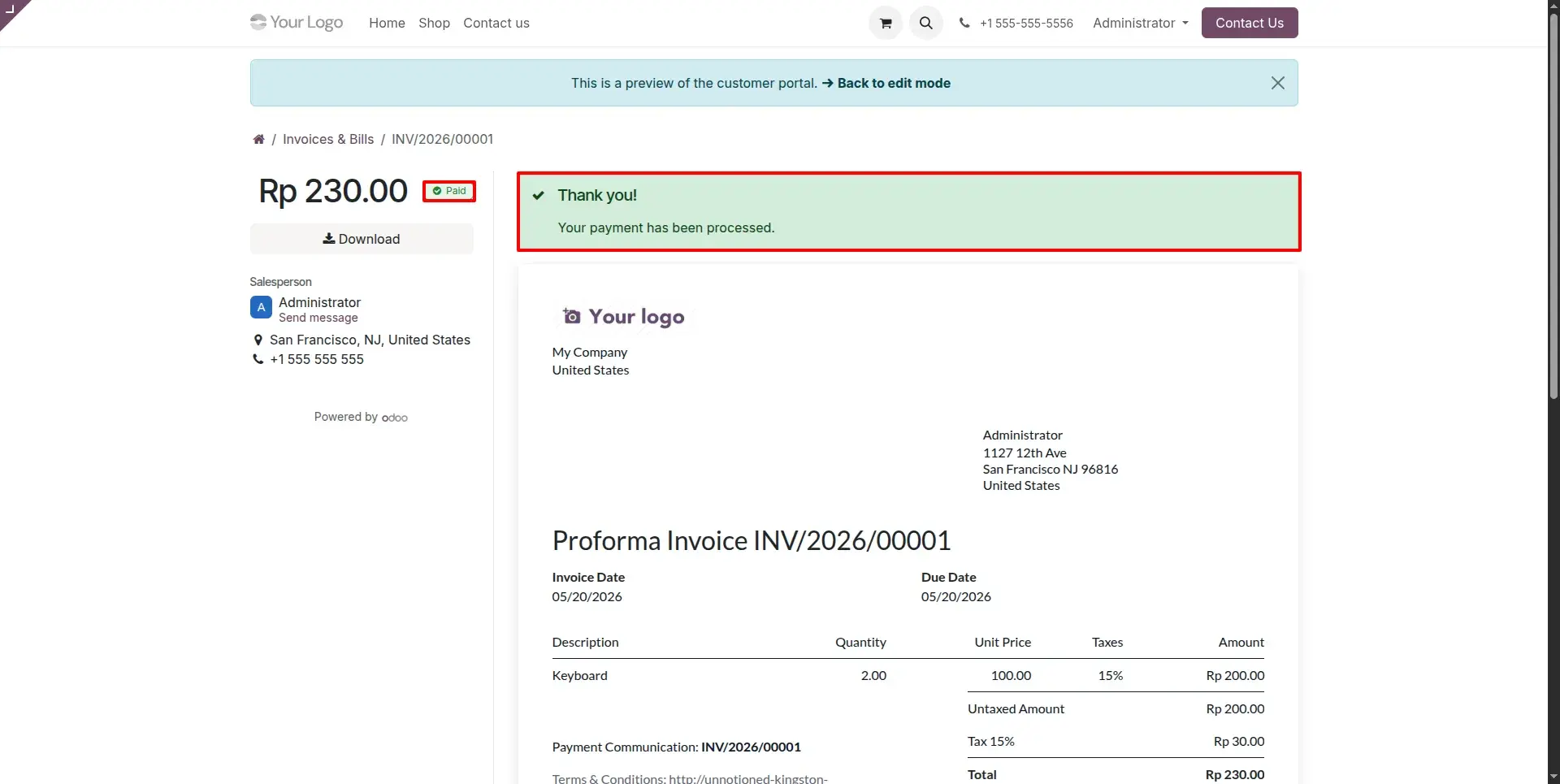 Invoice Payment Confirmation