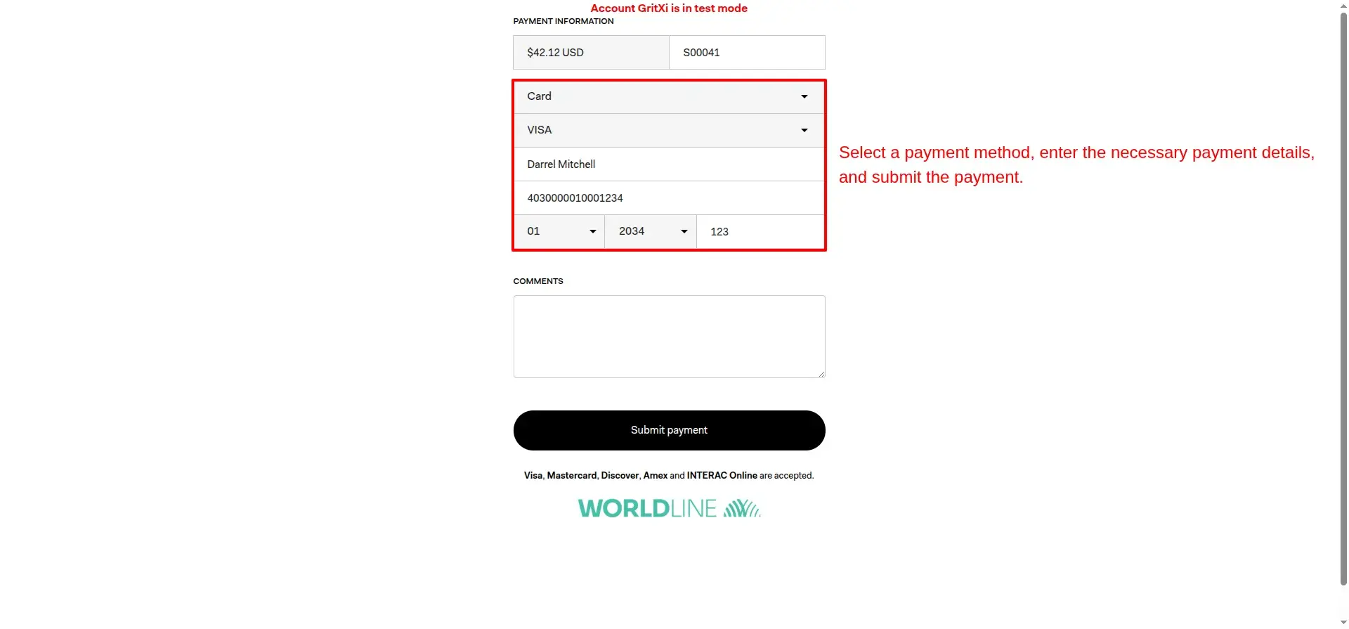 Bambora Selected as Payment Method