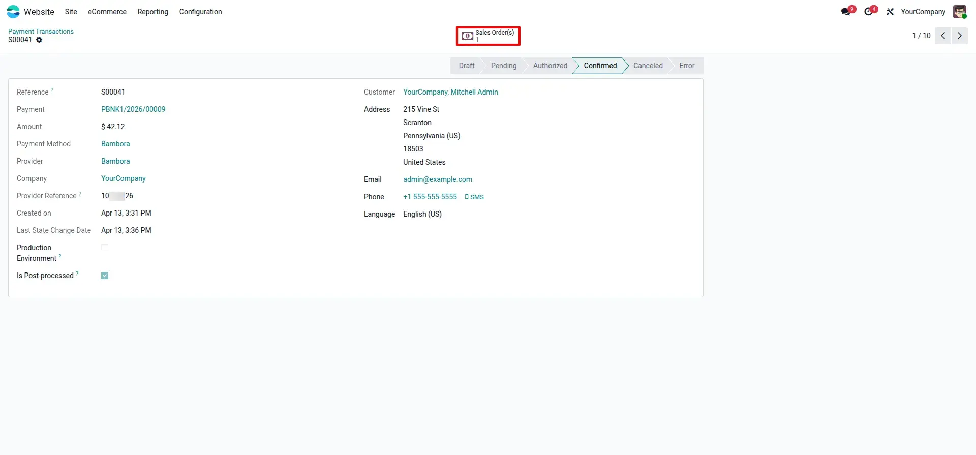 Automatic Payment Transaction Record