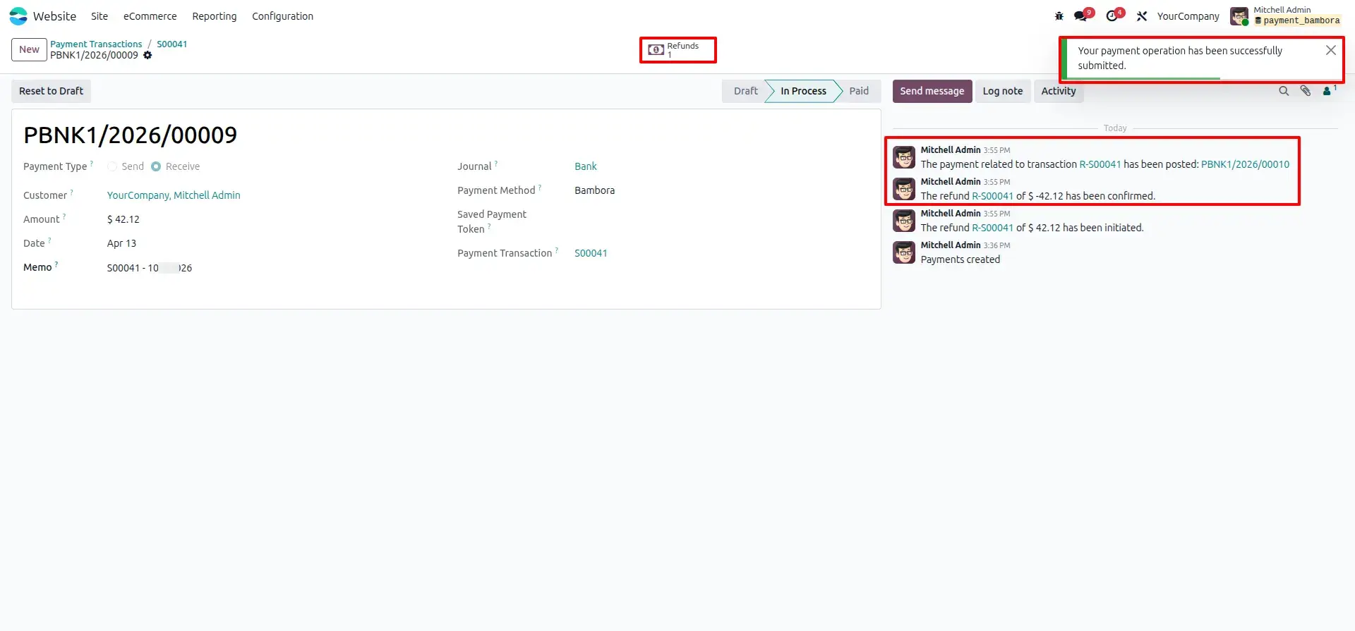 Linked Refund and Audit Trail
