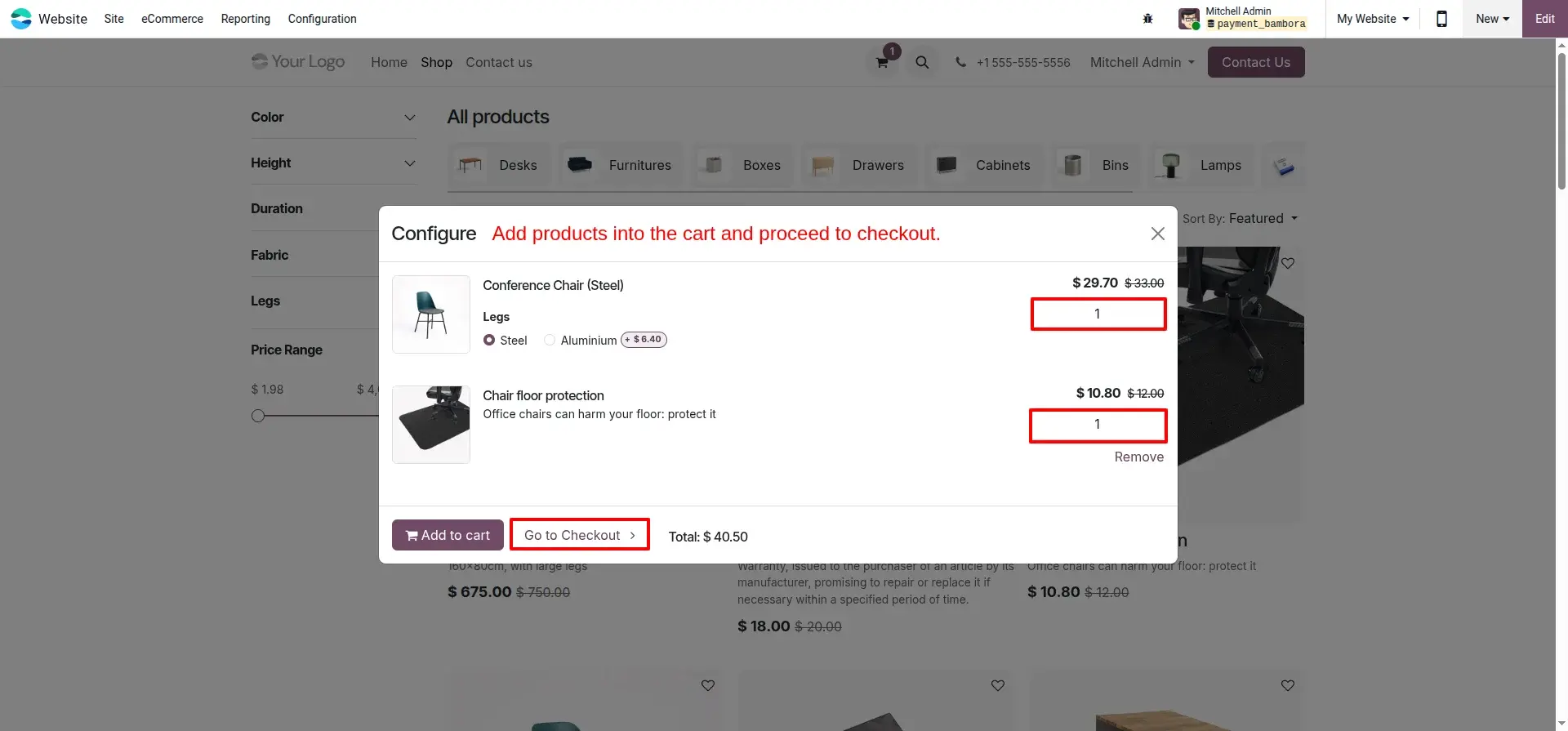 Cart Review and Checkout