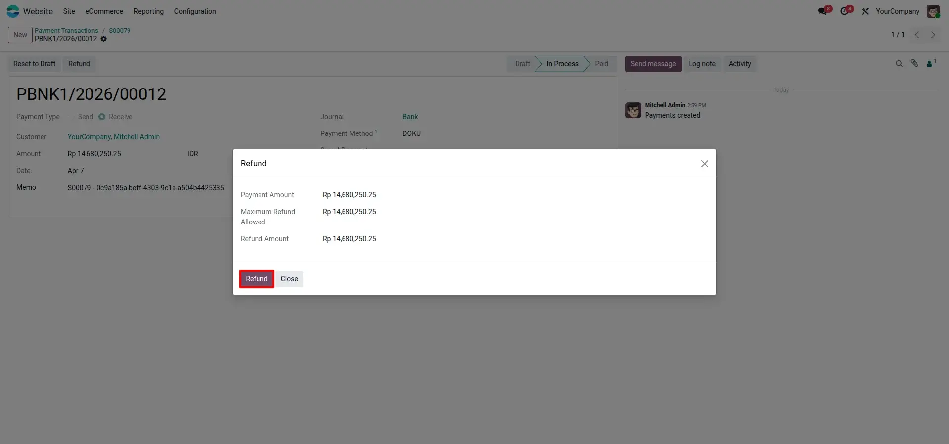Refund Confirmation and Audit Log