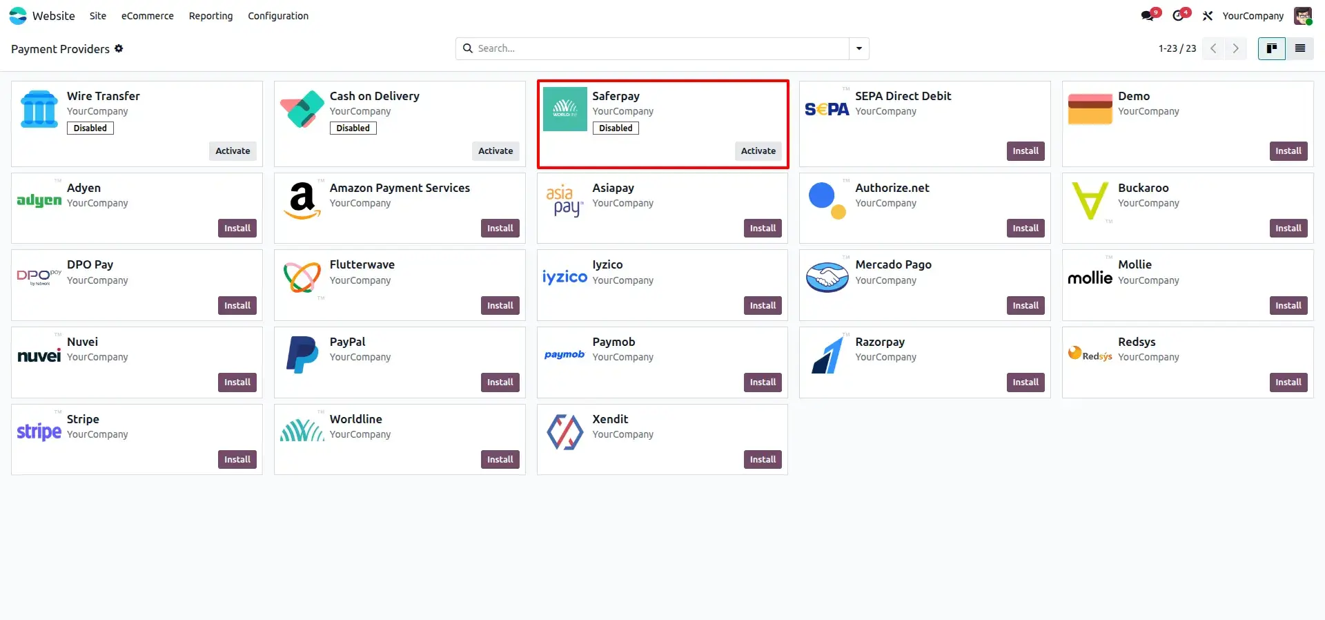 Activate Saferpay Payment Provider