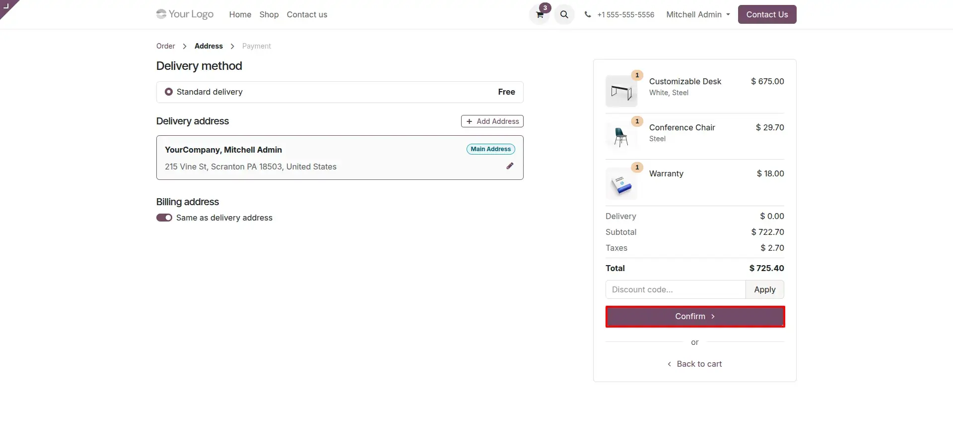 Confirm Shipping Details