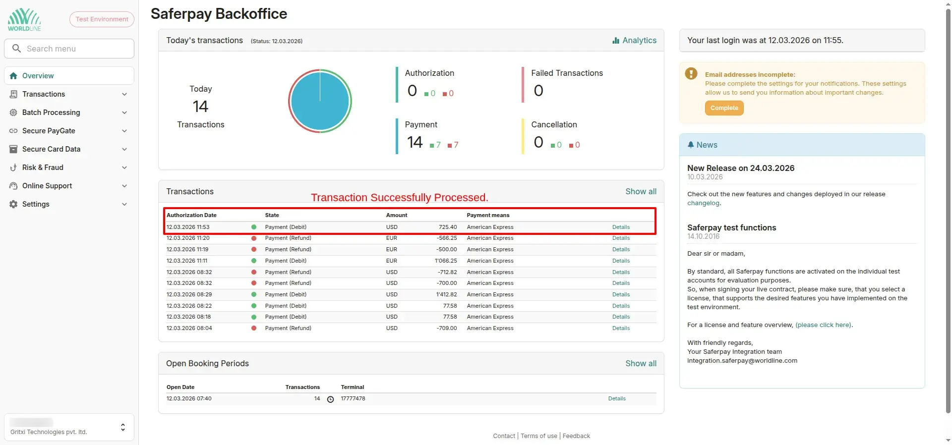 Saferpay Backoffice