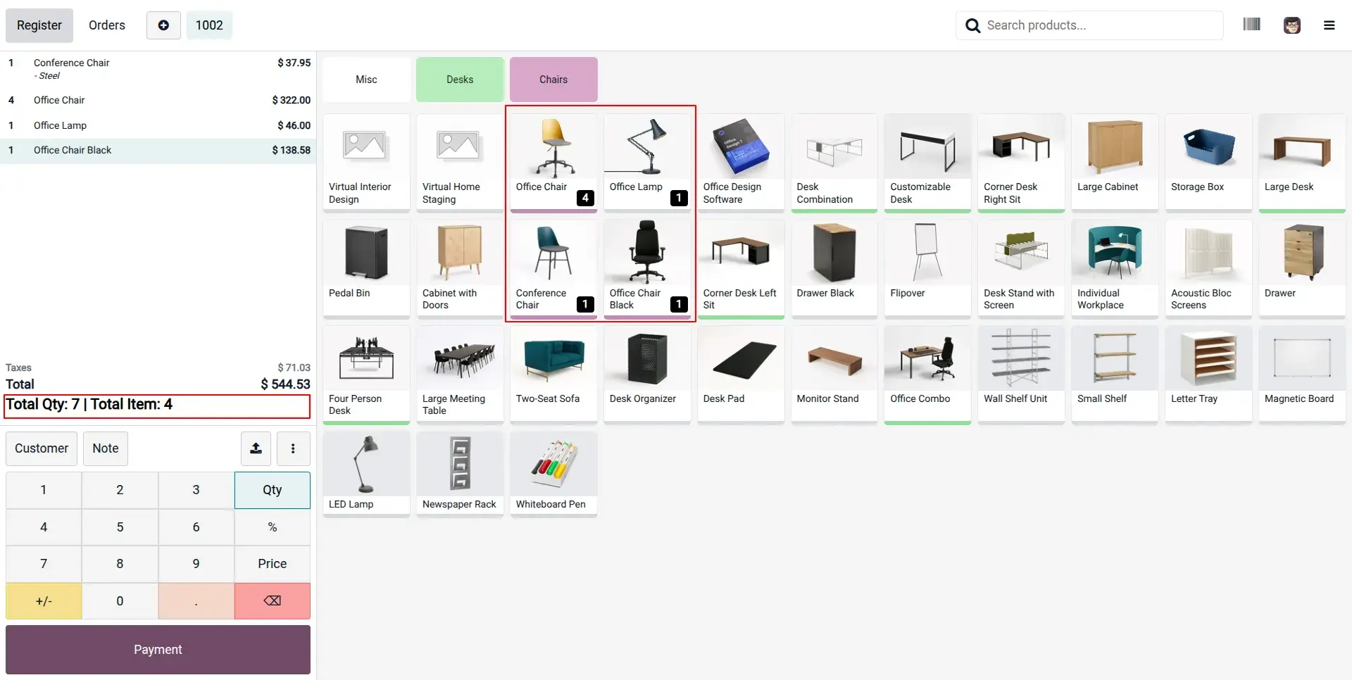 Items and Quantity Count on POS Screen