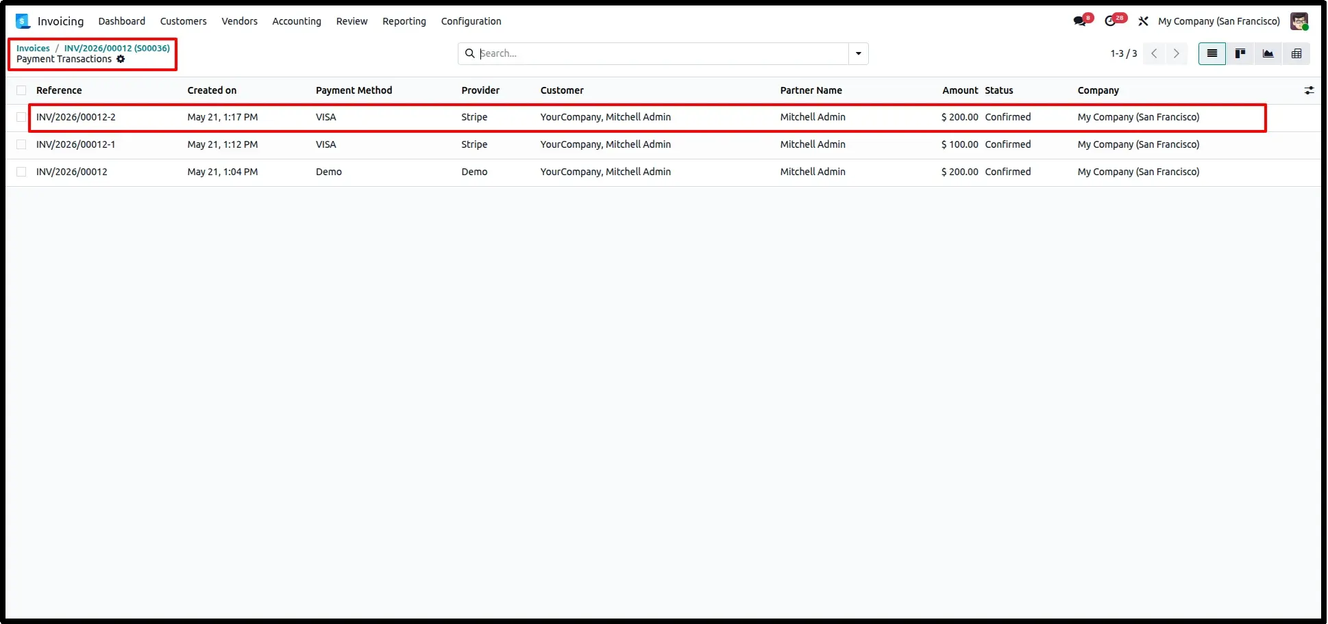 Payment Transaction Record