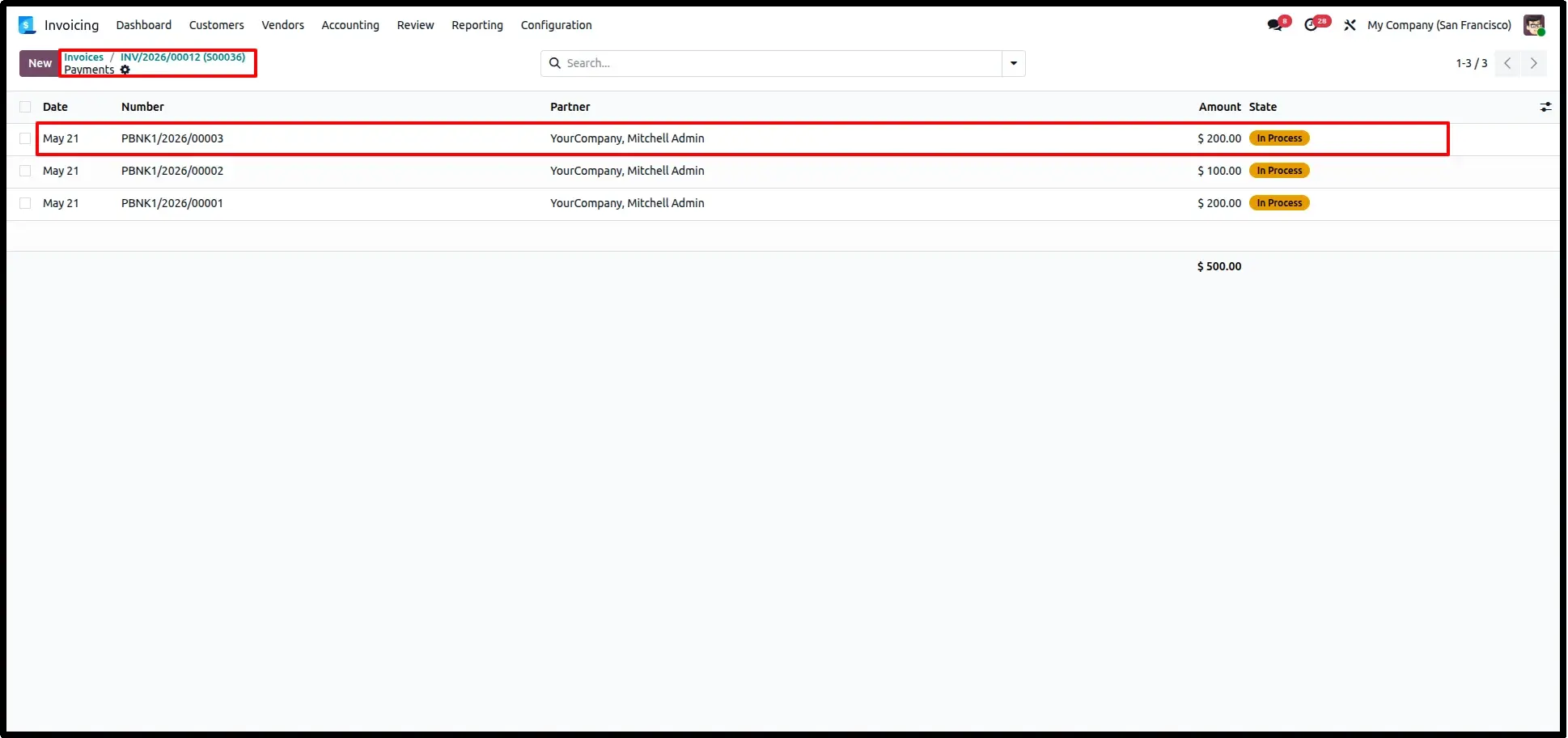 Account Payment Record