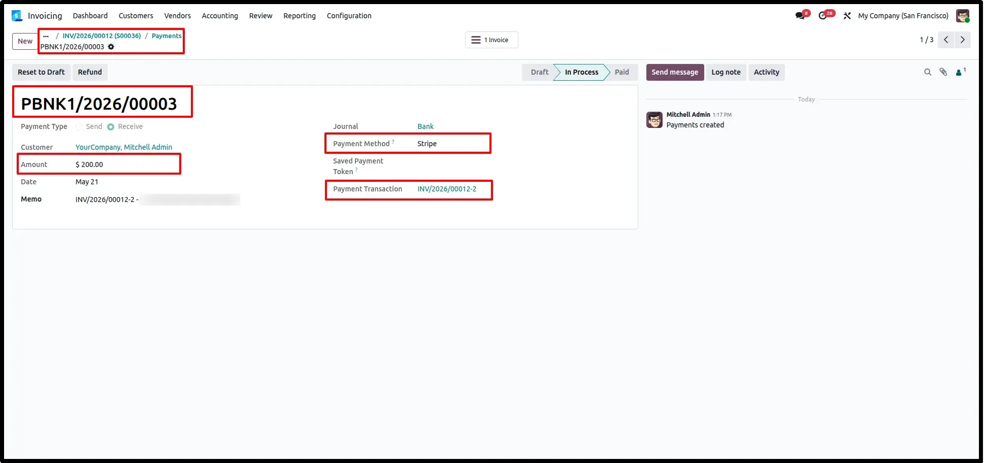 Payment Linked with Invoice