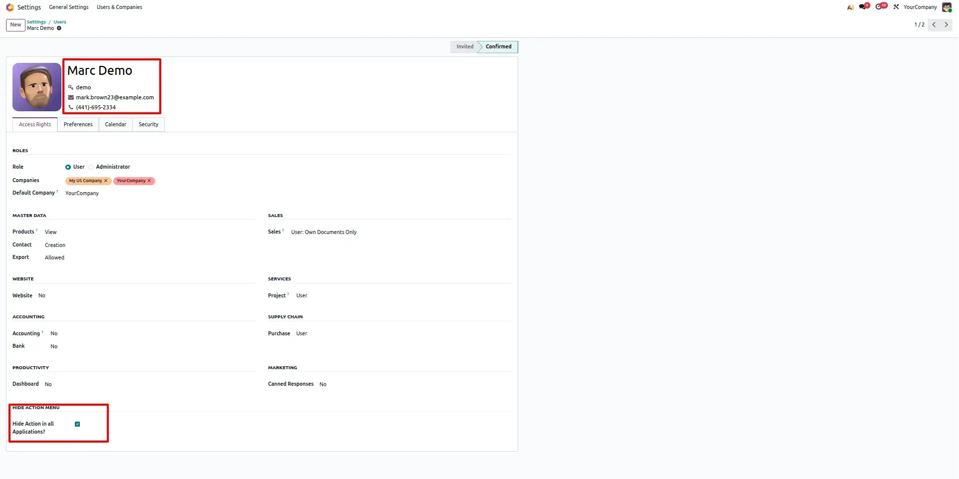 User Configuration for All Applications