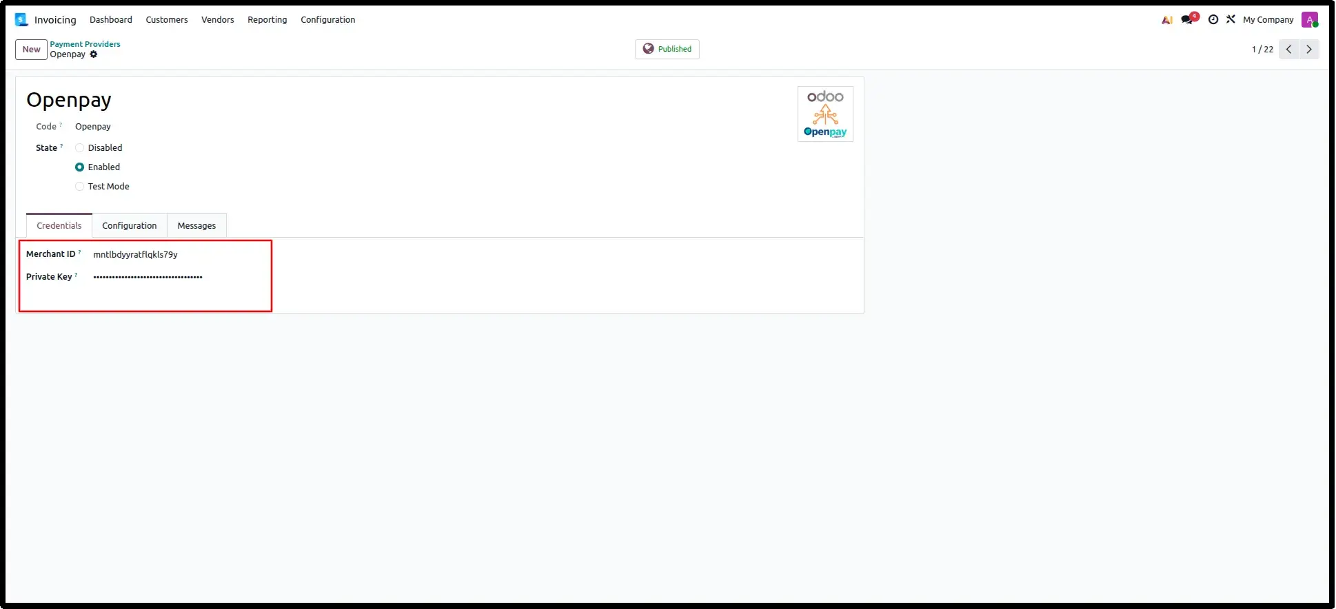 Openpay Quick Configuration Panel