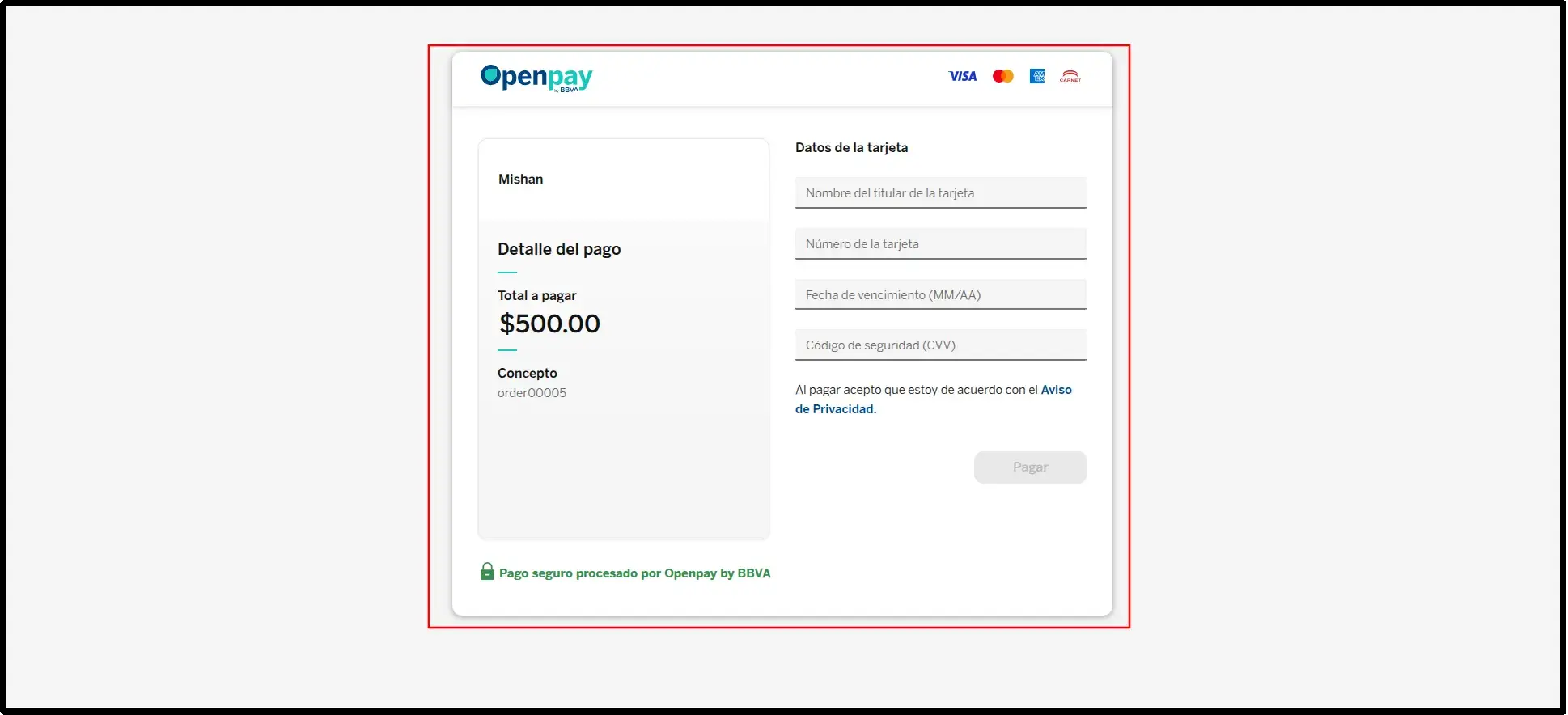Openpay Hosted Payment Page