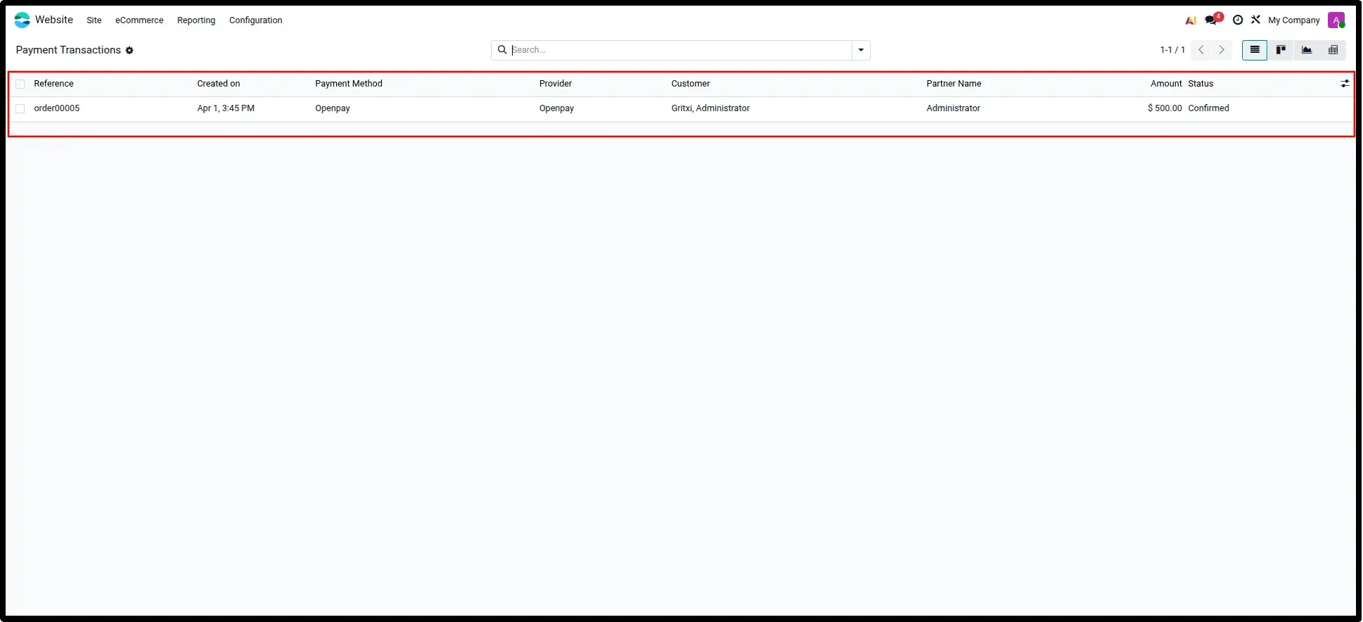 Transaction List View