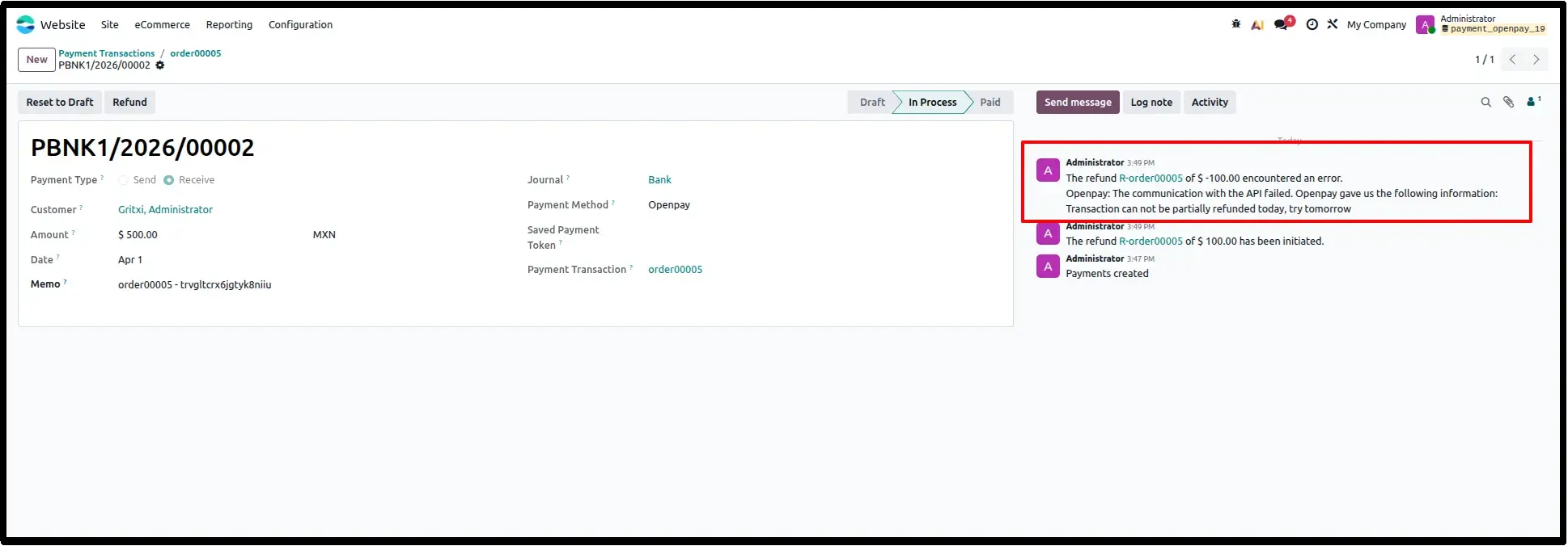 Refund Initiation from Payment Record