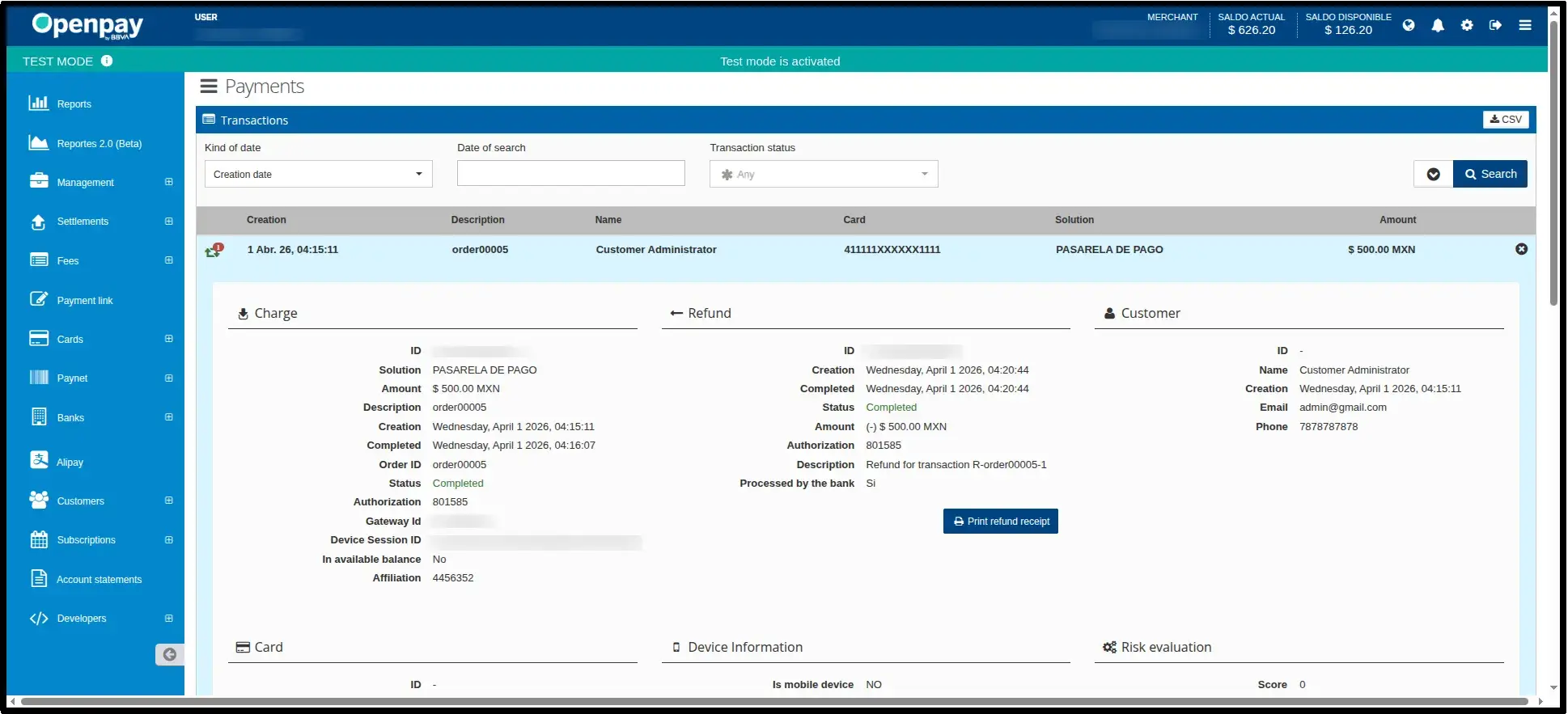 Openpay Dashboard Synchronisation