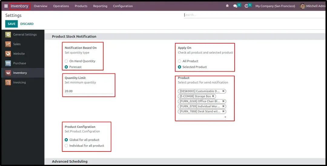 Forecast Configuration Settings