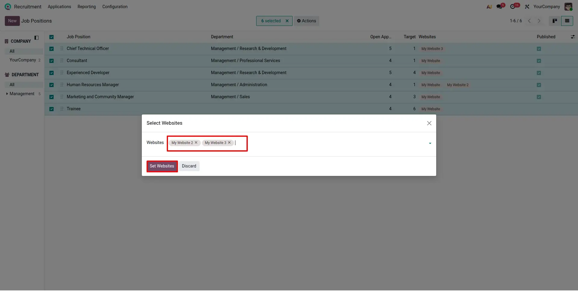 Assign Multiple Websites Wizard