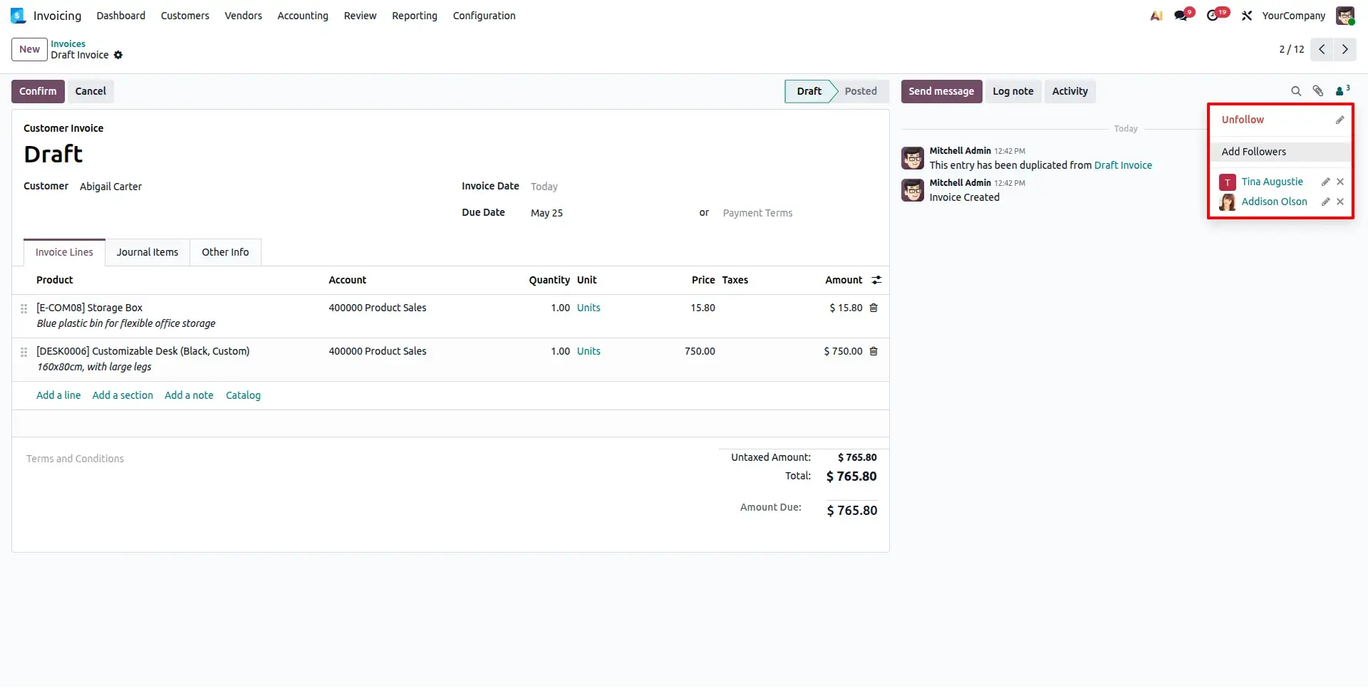 Invoice Auto Followers
