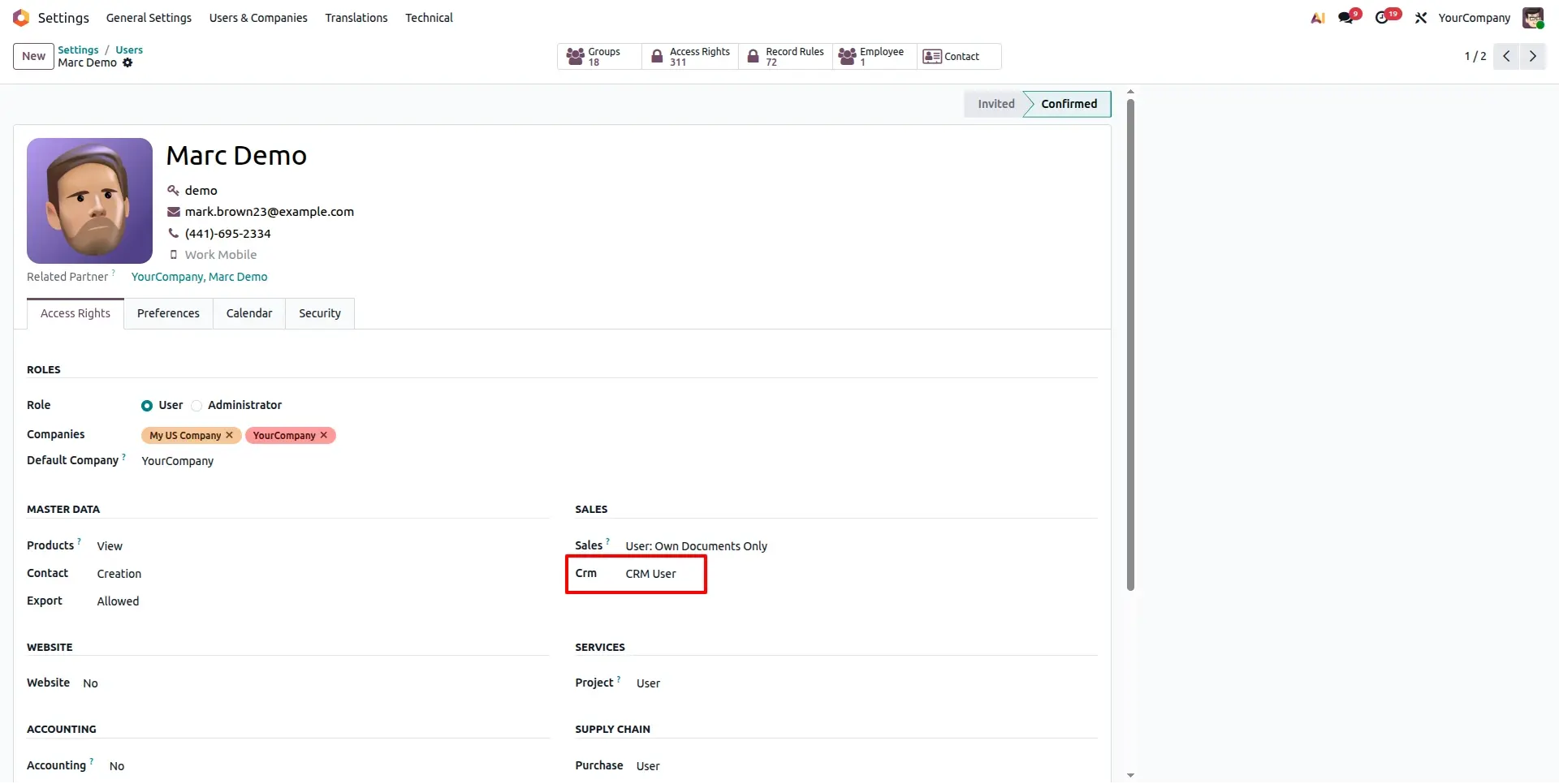 CRM User Configuration