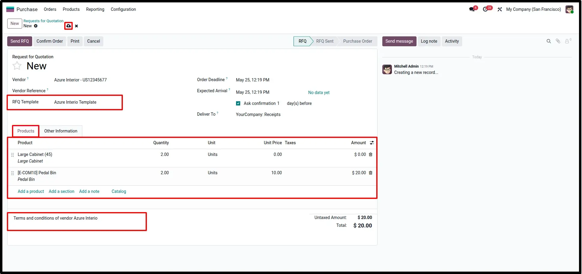 Create RFQs with Templates