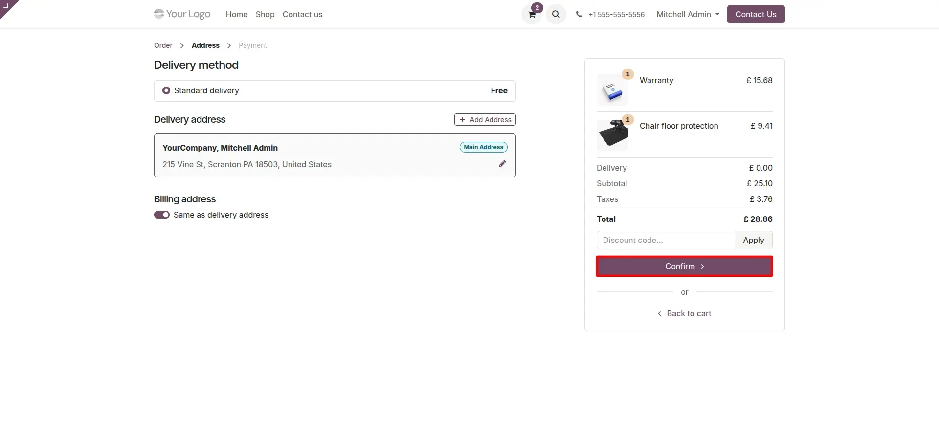 Shipping & Billing Address
