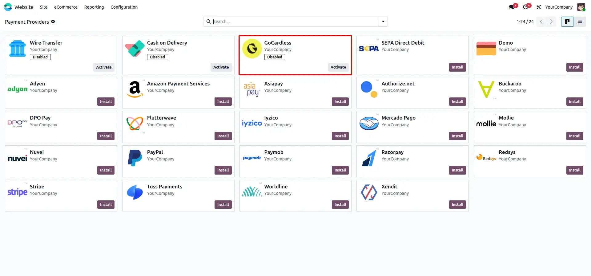 Activate GoCardless Provider