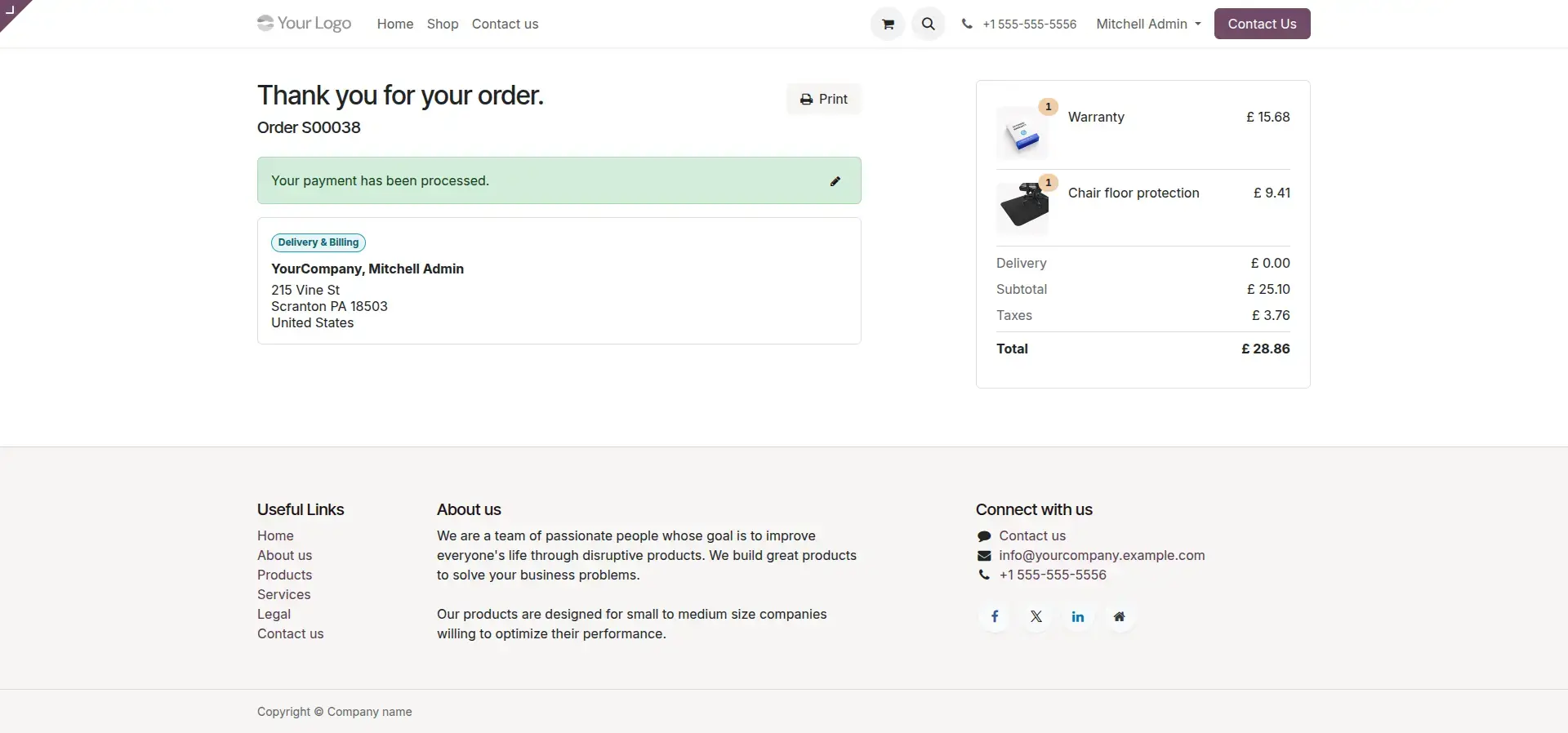 Odoo Order Confirmation