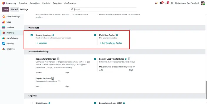 enable the right setting in odoo