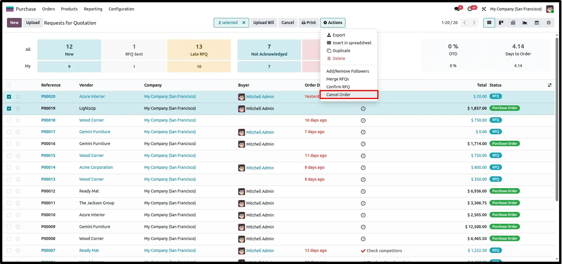 Cancel Order Option