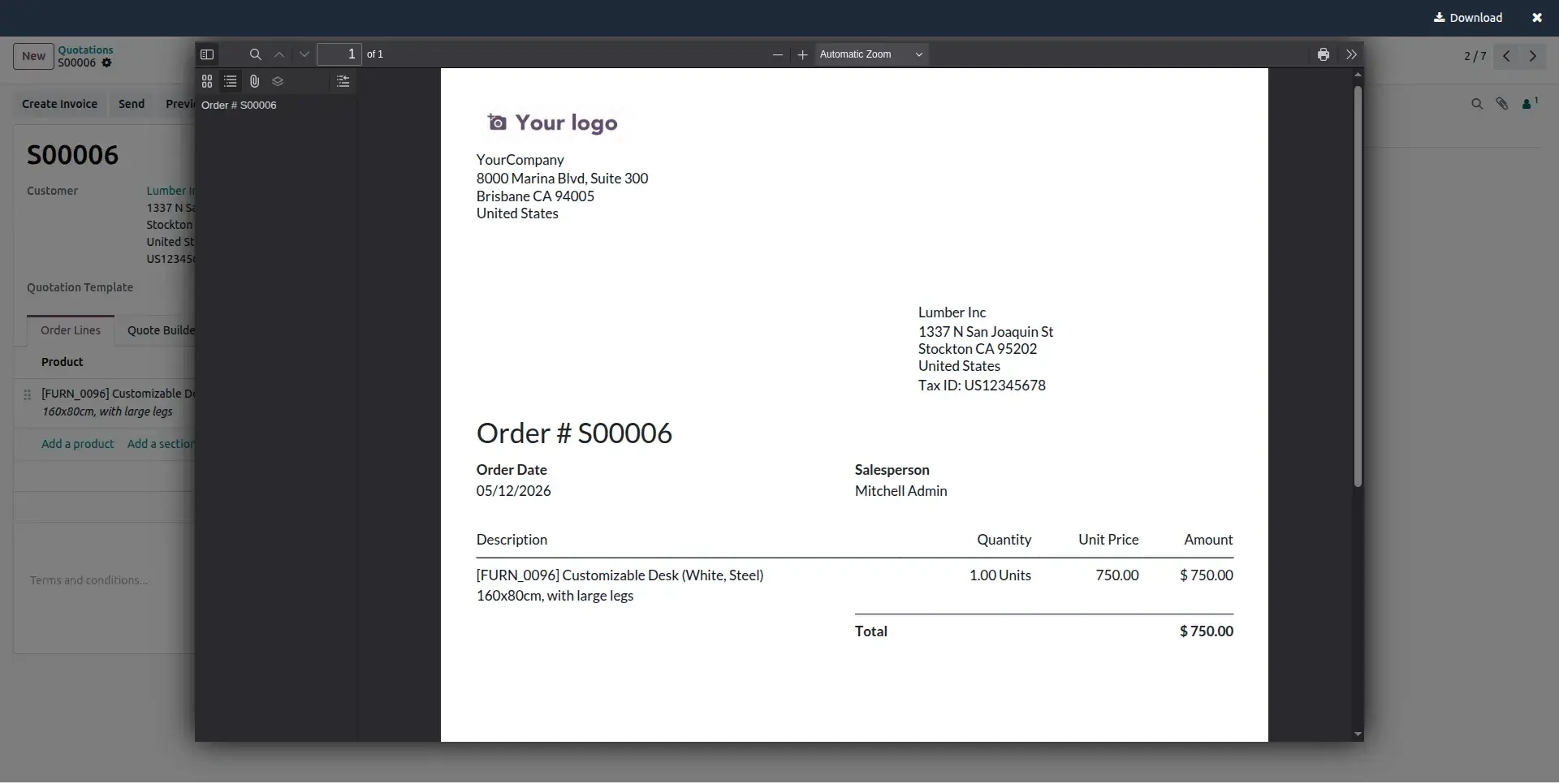 PDF Report Preview Window
