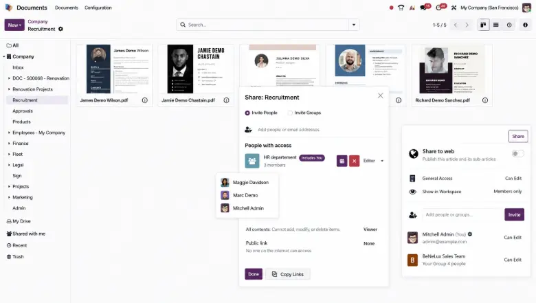 Easier Group-Based Sharing in odoo 20