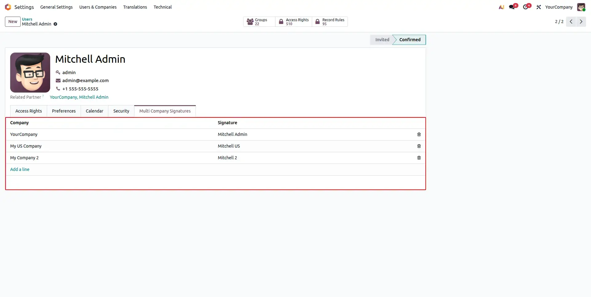 Company Specific Signature Configuration