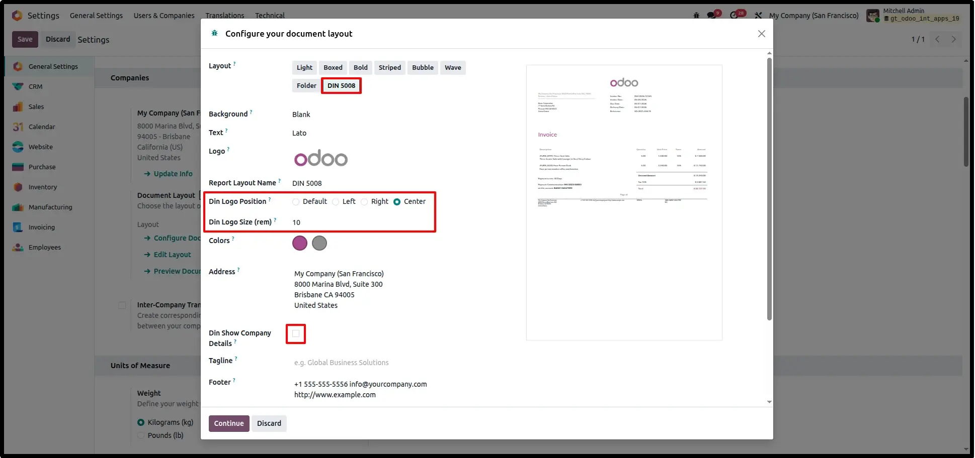 Configure Document Layout