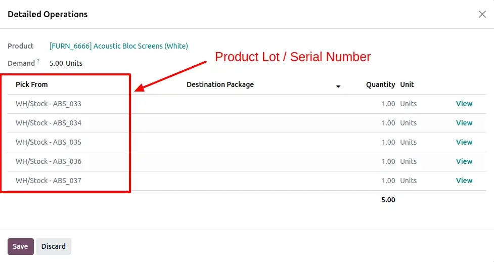 Detailed Operations View (Serial Tracking)