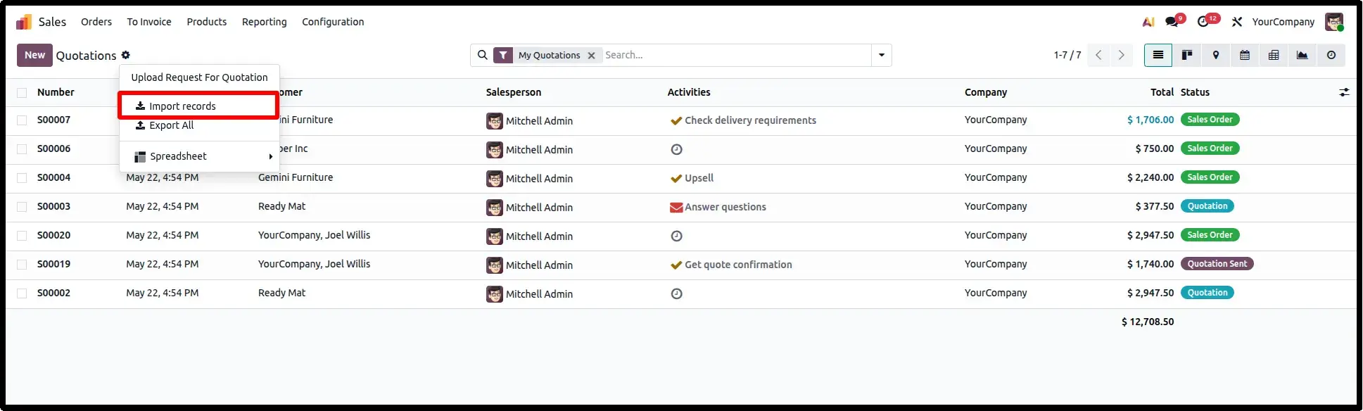 Default List View with Import Option