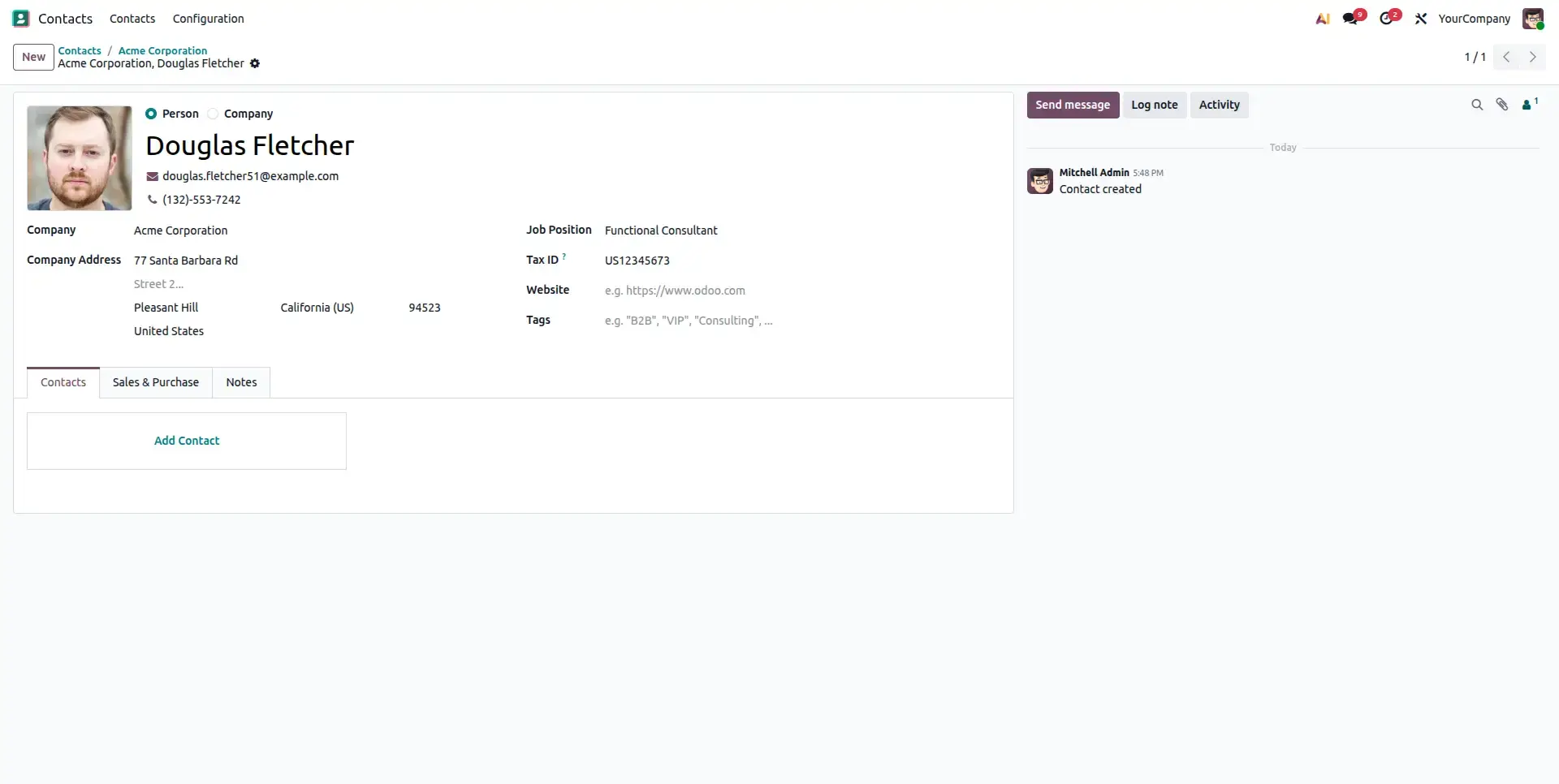 Child Contact Form View.