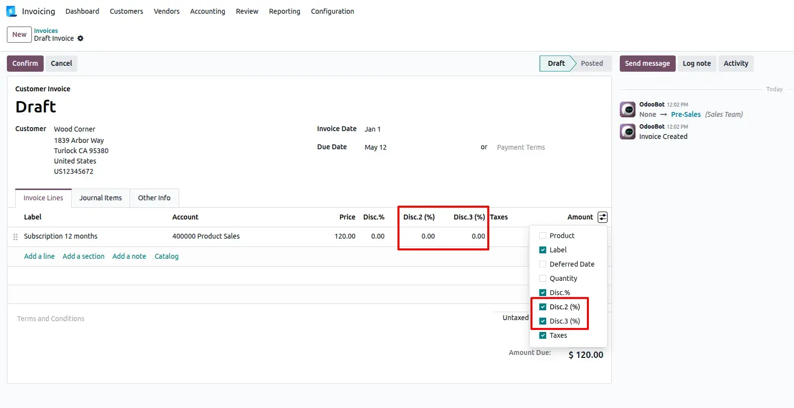 Invoice form view