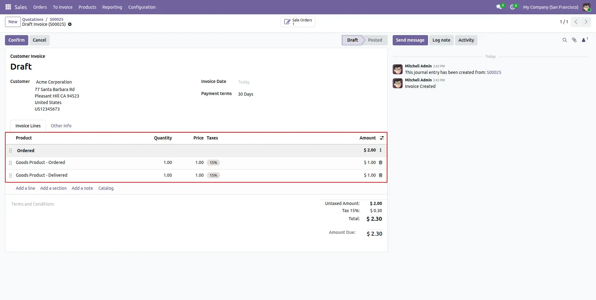 Ordered Quantity Invoicing
